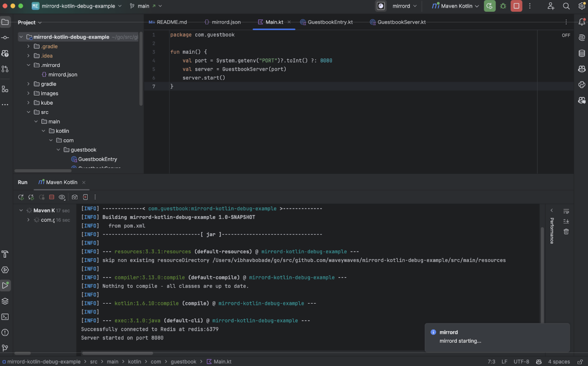 screnshot of kotlin application