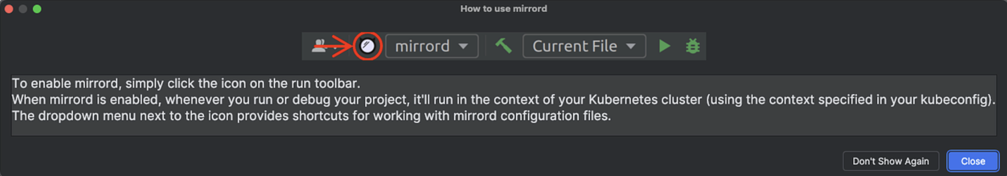 screenshot of mirrord icon