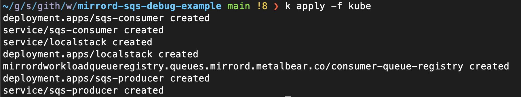 Output of kubectl apply